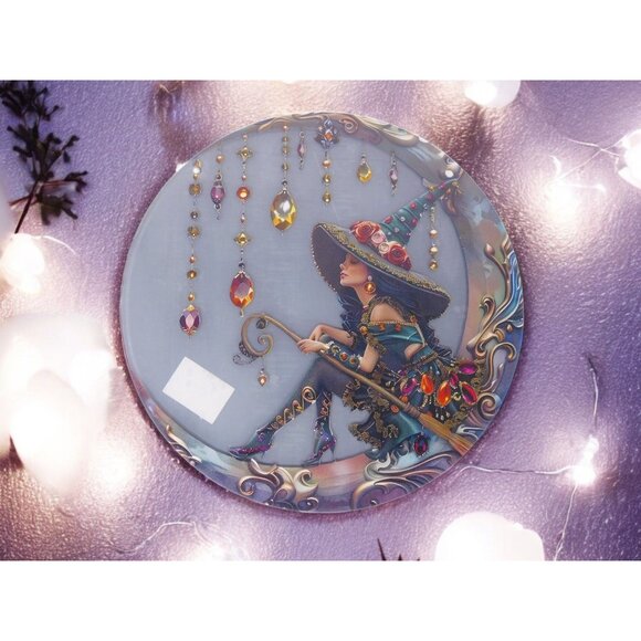 Crystal Moon Witch Suncatcher Acrylic 8"x8" Wall Hanging Art Décor - Picture 2 of 11